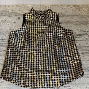 Gold and Black Checkered Sleeveless Top holiday